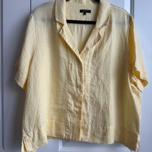 QUINCE 100% European Linen Short Sleeve Top XL Butter Yellow